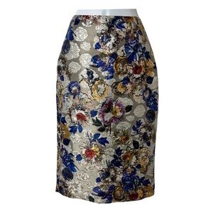 J. Crew Floral Pencil Skirt in Blue and Gold